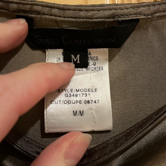 Grey/brown silk, Guess mini-dress, size M - Picture 2 of 4